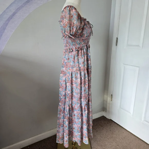 En Saison | Small | Adelina Smocked Floral Tiered Midi Dress - Picture 5 of 14
